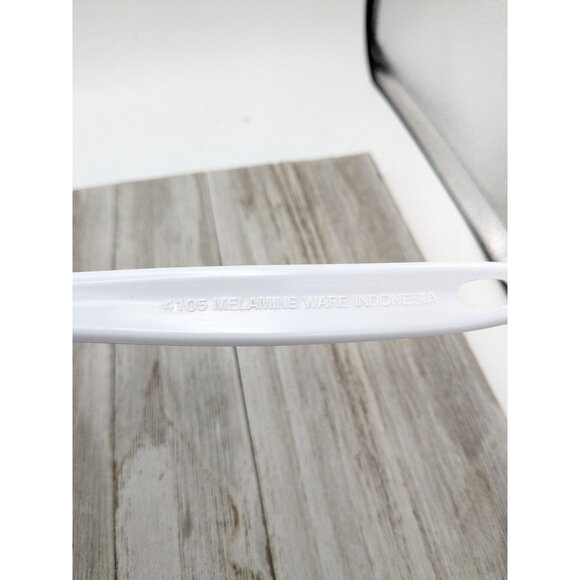 Vintage Indonesia White Melamine Ware Slotted Serving Spoon 11 1/2" Kitchen - Picture 6 of 7